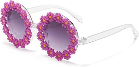 Round Flower Sunglasses for Women Retro Daisy Cute Glasses UV 400 Protection Flower Shaped Glasses for Outdoor Beach in Kuwait
