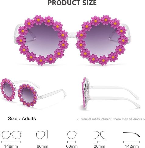 Round Flower Sunglasses for Women Retro Daisy Cute Glasses UV 400 Protection Flower Shaped Glasses for Outdoor Beach in Kuwait