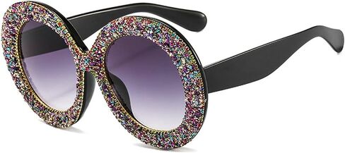 willochra Oversized Round Sunglasses Women Diamond Rhinestone Sunglasses Men Luxury Glasses Eyeglasses in Saudi Arabia