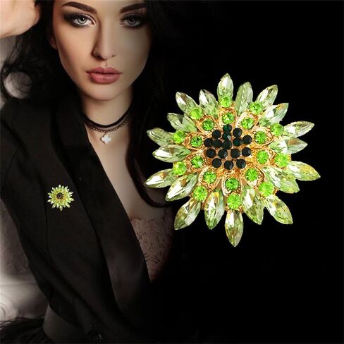 WCRAZYE Sunflower Brooch Pins for Women Sparkly Big Premium Rhinestone Crystal Red Flower Bouquets Lapels Brooch Elegant Clothing Skirt Hat Bag Accessories for Teen Girls in Saudi Arabia