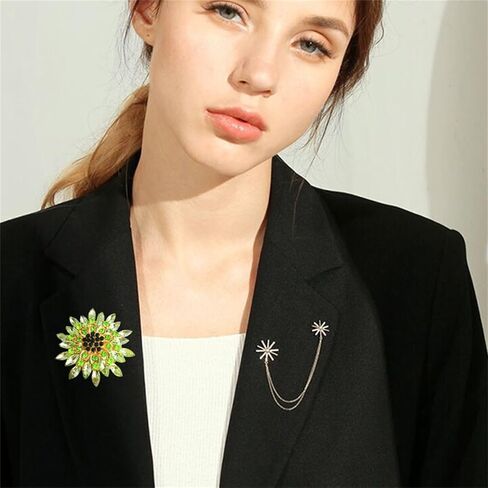WCRAZYE Sunflower Brooch Pins for Women Sparkly Big Premium Rhinestone Crystal Red Flower Bouquets Lapels Brooch Elegant Clothing Skirt Hat Bag Accessories for Teen Girls in Saudi Arabia