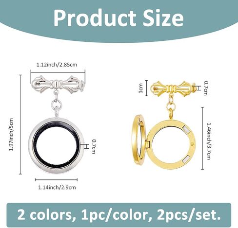SUPERFINDINGS 2Pcs Wedding Bouquet Photo Charm Bouquet Photo Locket Charms Brass Bridal Brooches Silver Gold Bow Tie Wedding Memorial Brooches Pins Round Glass Photo Frame Pin Brooch for Bridal in Saudi Arabia