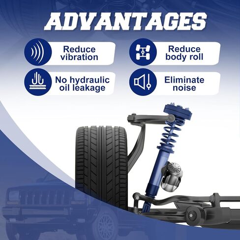 Rear 2 PCS Set Shock Absorber Compatible with Jeep Cherokee 1997-2000 L4 2.5L L6 4.0L Rear Left & Right # G63425, 344089, 342554, 173542, 81549, 61536 in Saudi Arabia