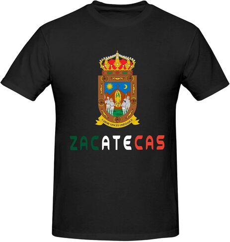Flag of Zacatecas Men's Cotton Short Sleeved T-Shirt Crewneck Classic Breathable Tees in Saudi Arabia