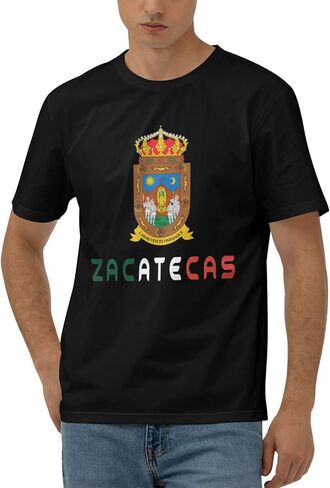 Flag of Zacatecas Men's Cotton Short Sleeved T-Shirt Crewneck Classic Breathable Tees in Saudi Arabia