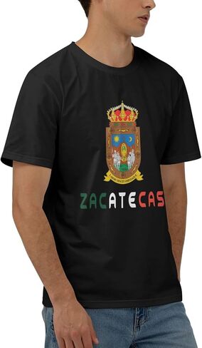 Flag of Zacatecas Men's Cotton Short Sleeved T-Shirt Crewneck Classic Breathable Tees in Saudi Arabia