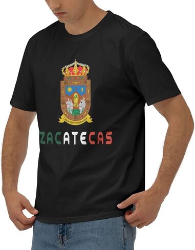 Flag of Zacatecas Men's Cotton Short Sleeved T-Shirt Crewneck Classic Breathable Tees in Saudi Arabia