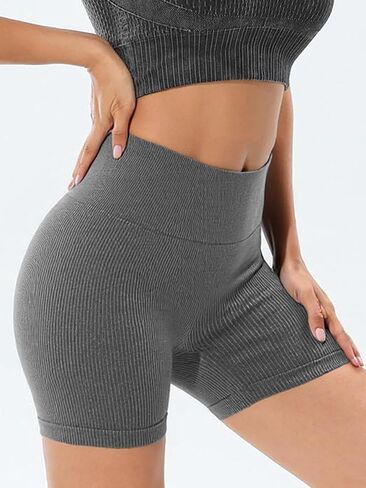 Women High Waisted Workout Shorts Athletic Fitness Shorts Stretchy Gym Shorts Quick-Dry Running Yoga Shorts(Black S) in Saudi Arabia