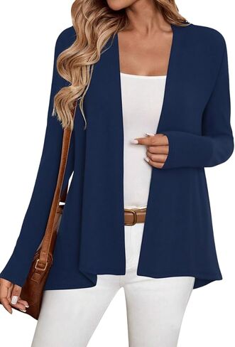 سترة سوداء طويلة الأكمام من Sweet Hearts للنساء - سترات خفيفة الوزن ومفتوحة من الأمام للنساء من Kimonos Fall Duster in Kuwait