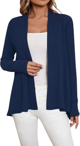 سترة سوداء طويلة الأكمام من Sweet Hearts للنساء - سترات خفيفة الوزن ومفتوحة من الأمام للنساء من Kimonos Fall Duster in Kuwait