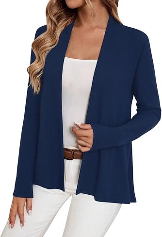 سترة سوداء طويلة الأكمام من Sweet Hearts للنساء - سترات خفيفة الوزن ومفتوحة من الأمام للنساء من Kimonos Fall Duster in Kuwait