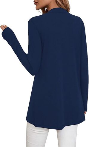 سترة سوداء طويلة الأكمام من Sweet Hearts للنساء - سترات خفيفة الوزن ومفتوحة من الأمام للنساء من Kimonos Fall Duster in Kuwait