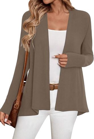 سترة سوداء طويلة الأكمام من Sweet Hearts للنساء - سترات خفيفة الوزن ومفتوحة من الأمام للنساء من Kimonos Fall Duster in Kuwait