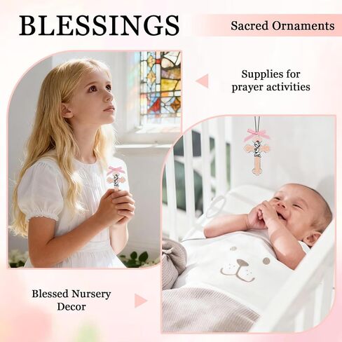 Pink Baby Girl Baptism Wall Cross - 3.42x2.2 Inch Alloy Keepsake Gift for Christening, First Communion, Dedication - Religious Nursery Decor with Praying Child Design in Saudi Arabia