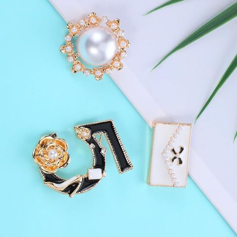 3 قطع عدد خمسة بروش المشاهير مصمم المجوهرات بروش دبابيس فو تقليد اللؤلؤ الأبيض الأسود الزهور محظوظ عدد خمسة دبابيس دبوس هدية خمر حجر الراين كريستال دبابيس دبوس لحفل الزفاف in Kuwait