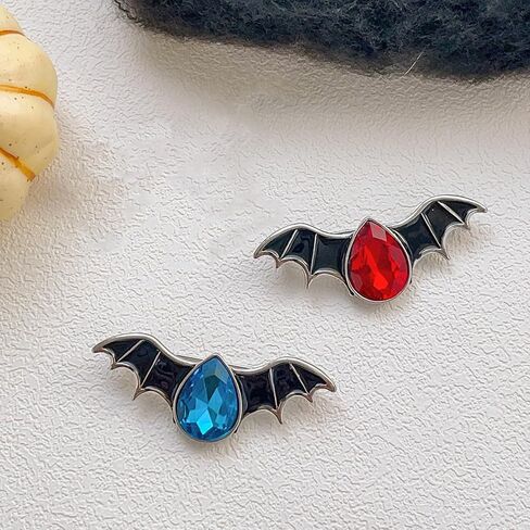 Crystal Bat Brooch for Women Men Halloween Skull Enamel Pins Gothic Batwing Rhinestone Transparent Deepen Pink Crystalline Brooch Pins for Girls Jewelry Gifts in Saudi Arabia