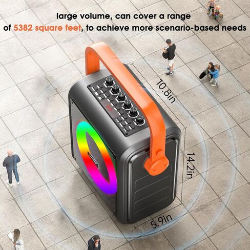 جهاز كاريوكي، مكبر صوت بلوتوث محمول 8000 مللي أمبير في الساعة مع 2 ميكروفونات لاسلكية للبالغين والأطفال، مجموعة سماعات ميكروفون مع أضواء، يدعم بطاقة TF/USB، مدخل AUX، FM، REC in Kuwait