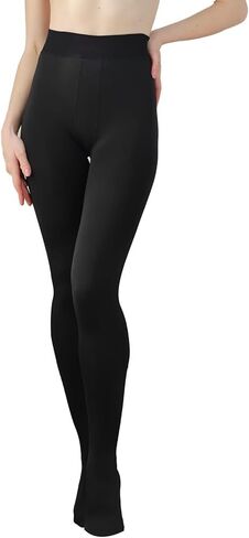 جوارب طويلة غير شفافة مبطنة بالصوف للنساء من YAGAXI - زوجان من جوارب طويلة شتوية دافئة 200D مع جزء علوي للتحكم in Kuwait