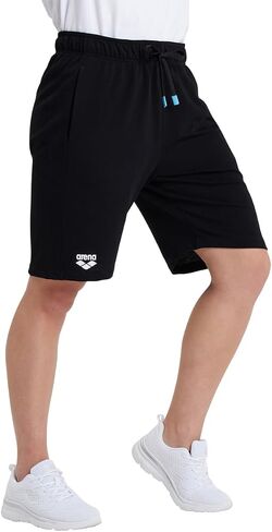 ARENA Bermuda Solid Unisex Shorts, Mens Womens Comfy 100 Percent Cotton Jersey Sweat Shorts Drawstring Deep Side Pockets in Saudi Arabia
