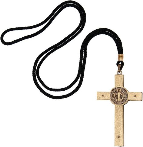 Intercession St Benedict Crucifix on Cord Necklace (Antique Gold) in Saudi Arabia