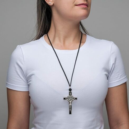 Intercession St Benedict Crucifix on Cord Necklace (Antique Gold) in Saudi Arabia