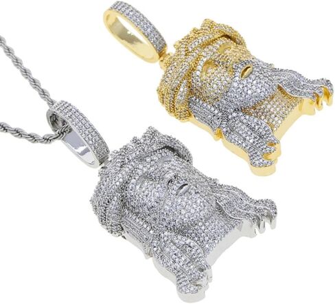 925 Sterling Silver Religious Jesus Head Pendant with Chain - Christian Jewelry Jesus Piece Chain Necklace for Women and Men in Saudi Arabia