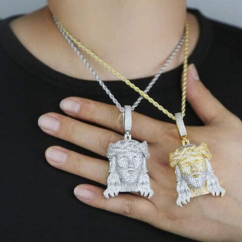 925 Sterling Silver Religious Jesus Head Pendant with Chain - Christian Jewelry Jesus Piece Chain Necklace for Women and Men in Saudi Arabia