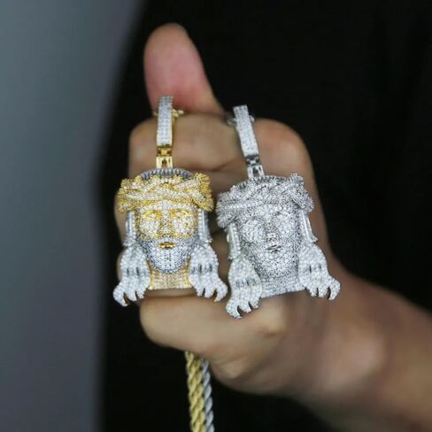 925 Sterling Silver Religious Jesus Head Pendant with Chain - Christian Jewelry Jesus Piece Chain Necklace for Women and Men in Saudi Arabia