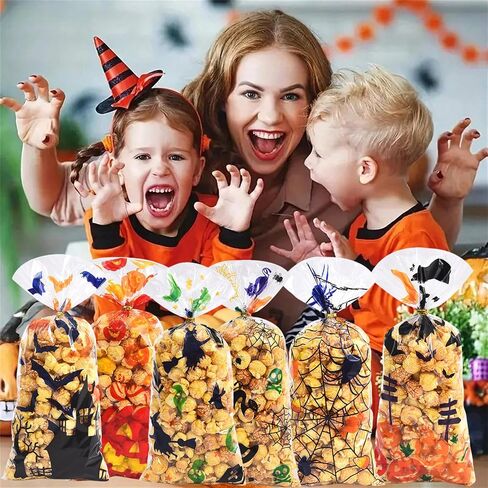 Lodeihoo 50 PCS Easter Clear Treat Facs ، Waster Plastic Candy Gift Facs With 50 PCSTWISTER TIES FOR SNAP in Kuwait