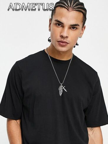 ADMETUS Angel Wing Necklaces 925 Sterling Silver Guardian Angel Single Wing Pendant Jewelry for Men with 22"+2" Rolo Chain in Kuwait