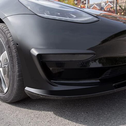 IKON MOTORSPORTS, Fog Light Trims Compatible With 2017-2023 Tesla Model 3, Matte Black IKON Style ABS Plastic Driver Passenger Fog Lamp Decoration Accessories Eyebrows Cover 2PC, 2018 2019 2020 2021 in Saudi Arabia
