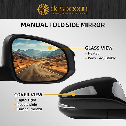 Dasbecan Left Driver Side Mirror Compatible with Toyota 4Runner 2014-2023 Manual Folding Power Adjustable Glass Heated Turn Signal Puddle Light Black 9Pins Replace# 8794035B70 in Saudi Arabia