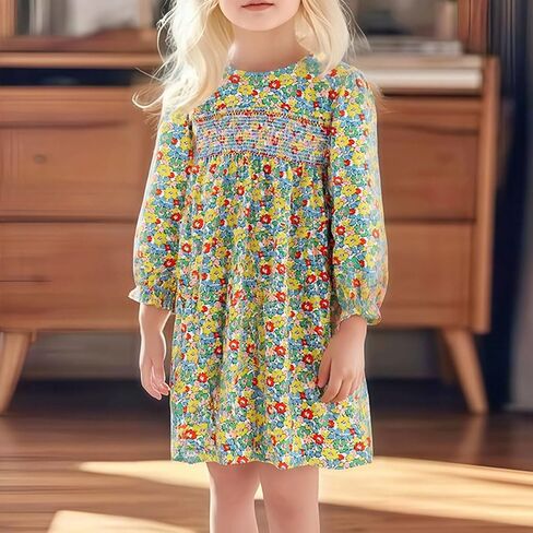 Youlebao Toddler Girls' Long Sleeve Soft Cotton Casual Jersey Shirt Playwear Applique Dress in Saudi Arabia