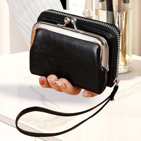 Women‘s Clasp Wallet Small Ladies Compact Bifold Leather Vintage Coin Wallet in Saudi Arabia