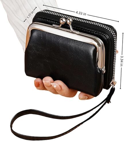 Women‘s Clasp Wallet Small Ladies Compact Bifold Leather Vintage Coin Wallet in Saudi Arabia
