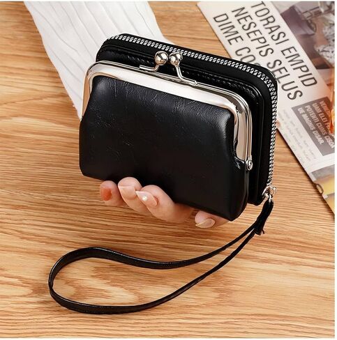 Women‘s Clasp Wallet Small Ladies Compact Bifold Leather Vintage Coin Wallet in Saudi Arabia