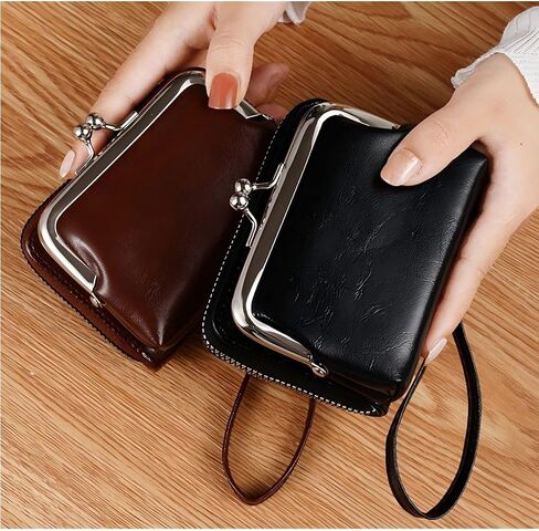 Women‘s Clasp Wallet Small Ladies Compact Bifold Leather Vintage Coin Wallet in Saudi Arabia