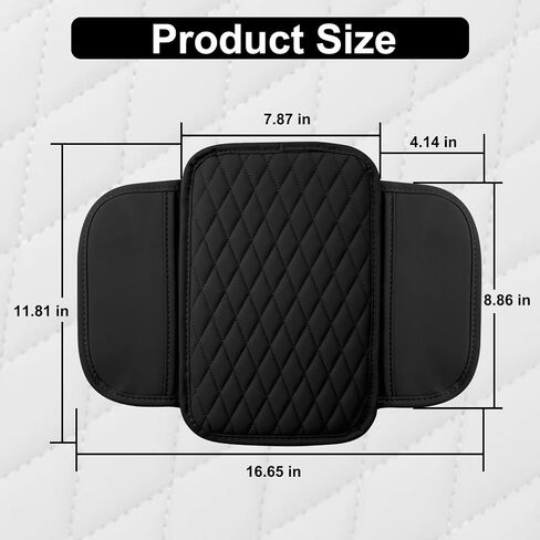 Car Center Console Cover, Anti-Scratch Leather and Memory Foam Center Console Cover, Hand Rest Pillow with 2 Organizer Pockets Storage Bags, Universal Fit for Most Vehicles, Car Accessories (Black) in Kuwait