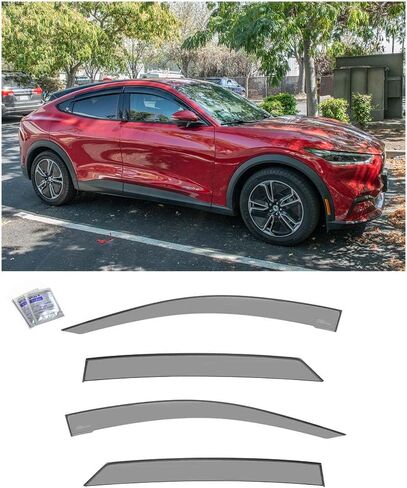 Replacement for 2020-2023 Ford Mustang Mach-E | EOS Visors Tape-On Style Smoke Tinted Side Vents Window Deflectors Rain Guard DWV-V223 in Saudi Arabia