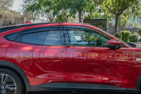 Replacement for 2020-2023 Ford Mustang Mach-E | EOS Visors Tape-On Style Smoke Tinted Side Vents Window Deflectors Rain Guard DWV-V223 in Saudi Arabia