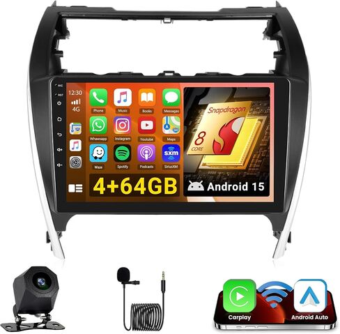 ستيريو سيارة 2+32 جيجابايت أندرويد 13 لسيارة تويوتا كامري ستيريو 2012-2014 مع Carplay Android Auto، Hikity 10.1 بوصة تعمل باللمس راديو السيارة مع نظام ملاحة GPS بلوتوث FM RDS كاميرا احتياطية in Saudi Arabia