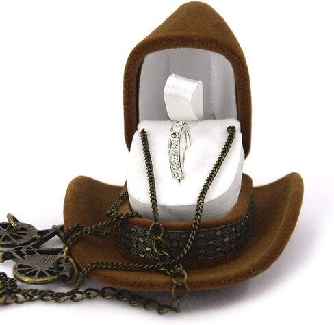 YOUAI Ring Display, Creative Cowboy Hat Shape Rings Box Jewellery Display Storage Case in Saudi Arabia