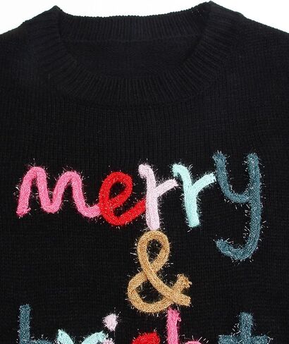 Alsol Lamesa Women's Plus Size Christmas Sweater Merry and Bright Long Sleeve Crewneck Loose Pullover Tops XL-5XL in Kuwait