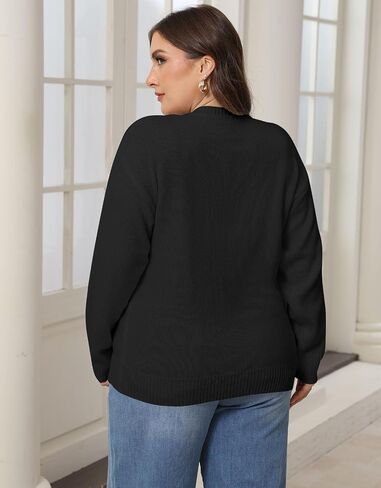 Alsol Lamesa Women's Plus Size Christmas Sweater Merry and Bright Long Sleeve Crewneck Loose Pullover Tops XL-5XL in Kuwait