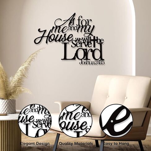 YATEASLU As For Me And My House Wall Decor – Large Christian Metal Art with Scripture Verse, Black Jesus Inspired Bible Verse Decor – Waterproof Indoor/Outdoor Religious Wall Sculpture(30x18.9IN) in Kuwait