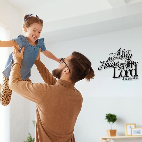 YATEASLU As For Me And My House Wall Decor – Large Christian Metal Art with Scripture Verse, Black Jesus Inspired Bible Verse Decor – Waterproof Indoor/Outdoor Religious Wall Sculpture(30x18.9IN) in Kuwait