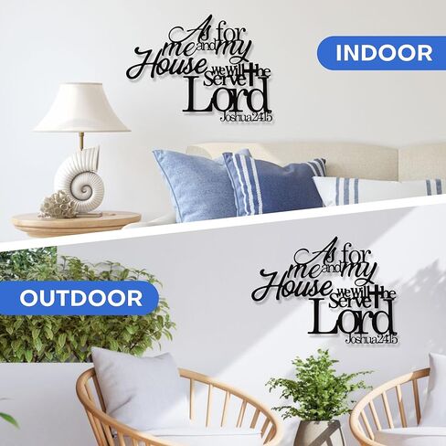 YATEASLU As For Me And My House Wall Decor – Large Christian Metal Art with Scripture Verse, Black Jesus Inspired Bible Verse Decor – Waterproof Indoor/Outdoor Religious Wall Sculpture(30x18.9IN) in Kuwait