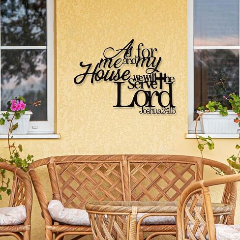 YATEASLU As For Me And My House Wall Decor – Large Christian Metal Art with Scripture Verse, Black Jesus Inspired Bible Verse Decor – Waterproof Indoor/Outdoor Religious Wall Sculpture(30x18.9IN) in Kuwait