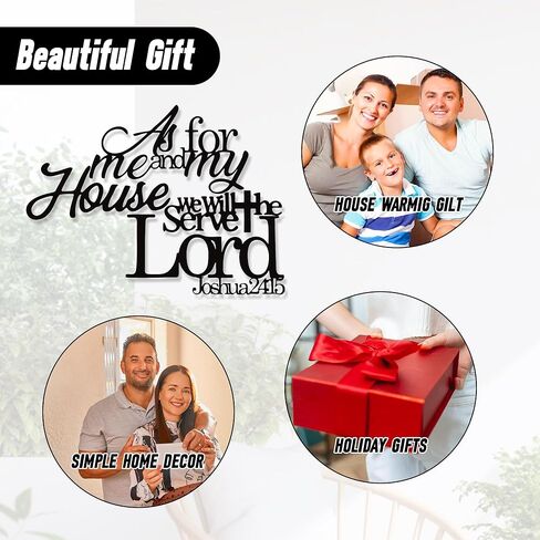 YATEASLU As For Me And My House Wall Decor – Large Christian Metal Art with Scripture Verse, Black Jesus Inspired Bible Verse Decor – Waterproof Indoor/Outdoor Religious Wall Sculpture(30x18.9IN) in Kuwait