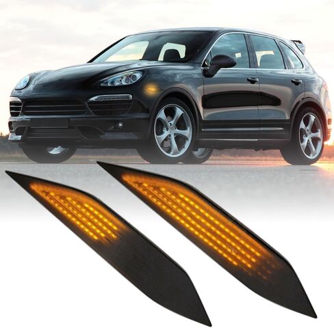 Amber Side Marker Light, 99163115502/99163115602, Compatible with Porsche Cayenne 958 92A 2011-2014, Smoked Cover Pulsating Amber Side Marker Light, Smoke Lens Dynamic Light in Saudi Arabia